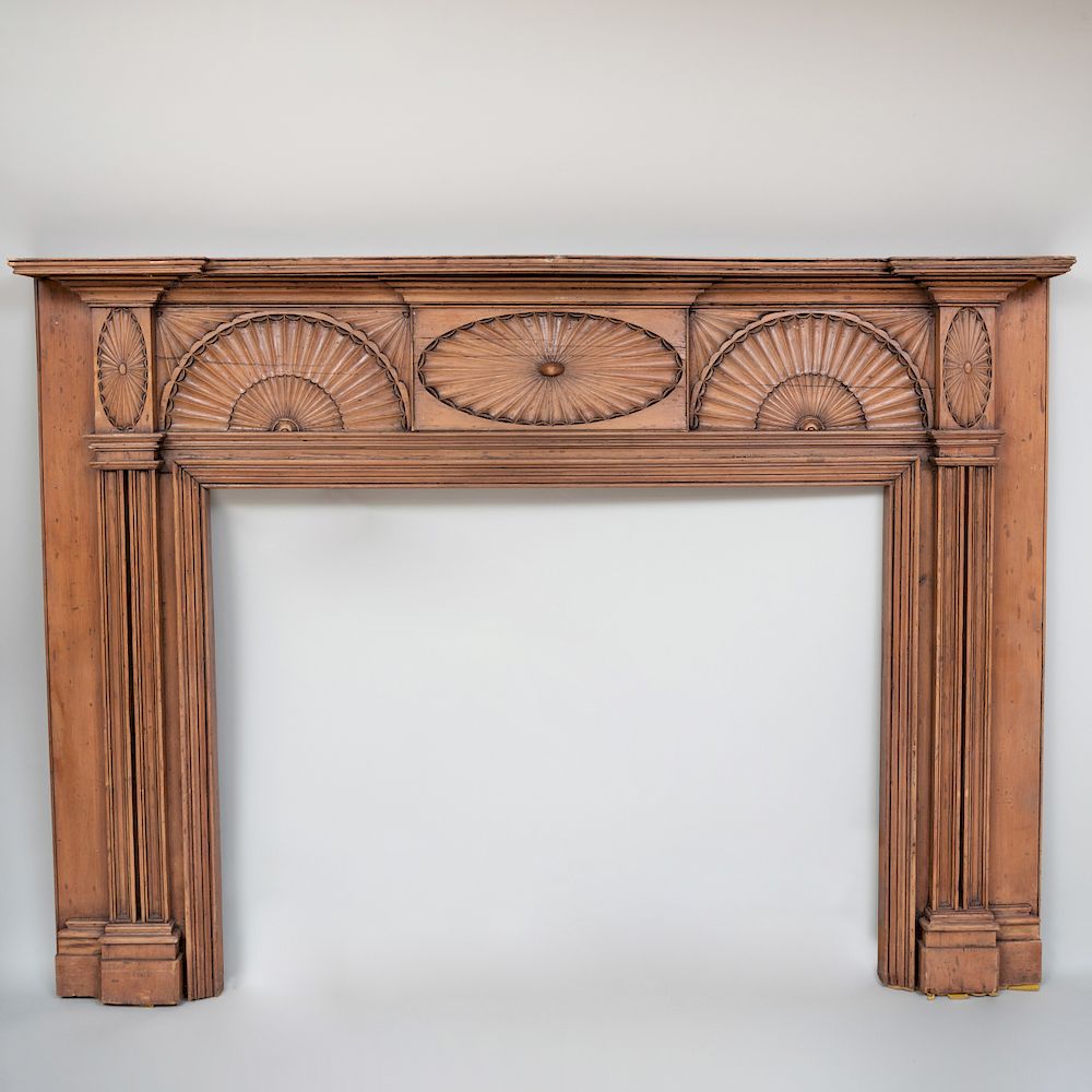 Appraisal: Federal Fan Carved Pine Mantel New York ft in x