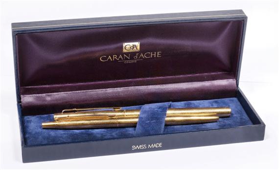 Appraisal: SET BALLPOINT PEN AND FELT MARKER CARAN D'ACHE Gold-plated Madison