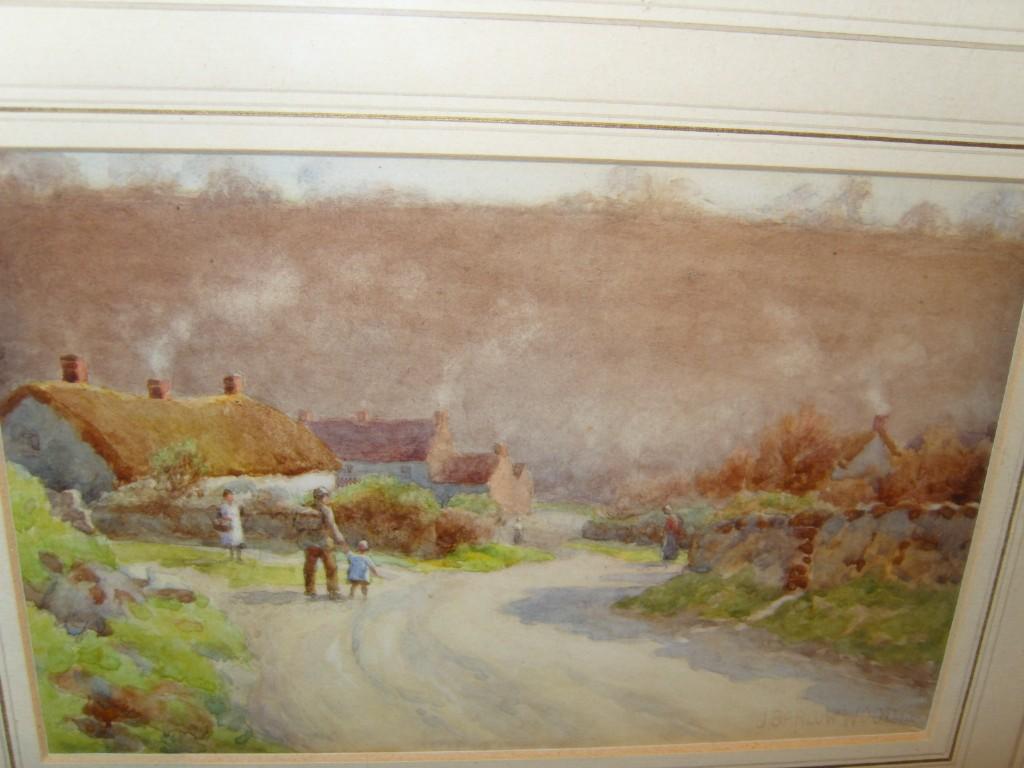 Appraisal: An early th century watercolour of figures walking along a