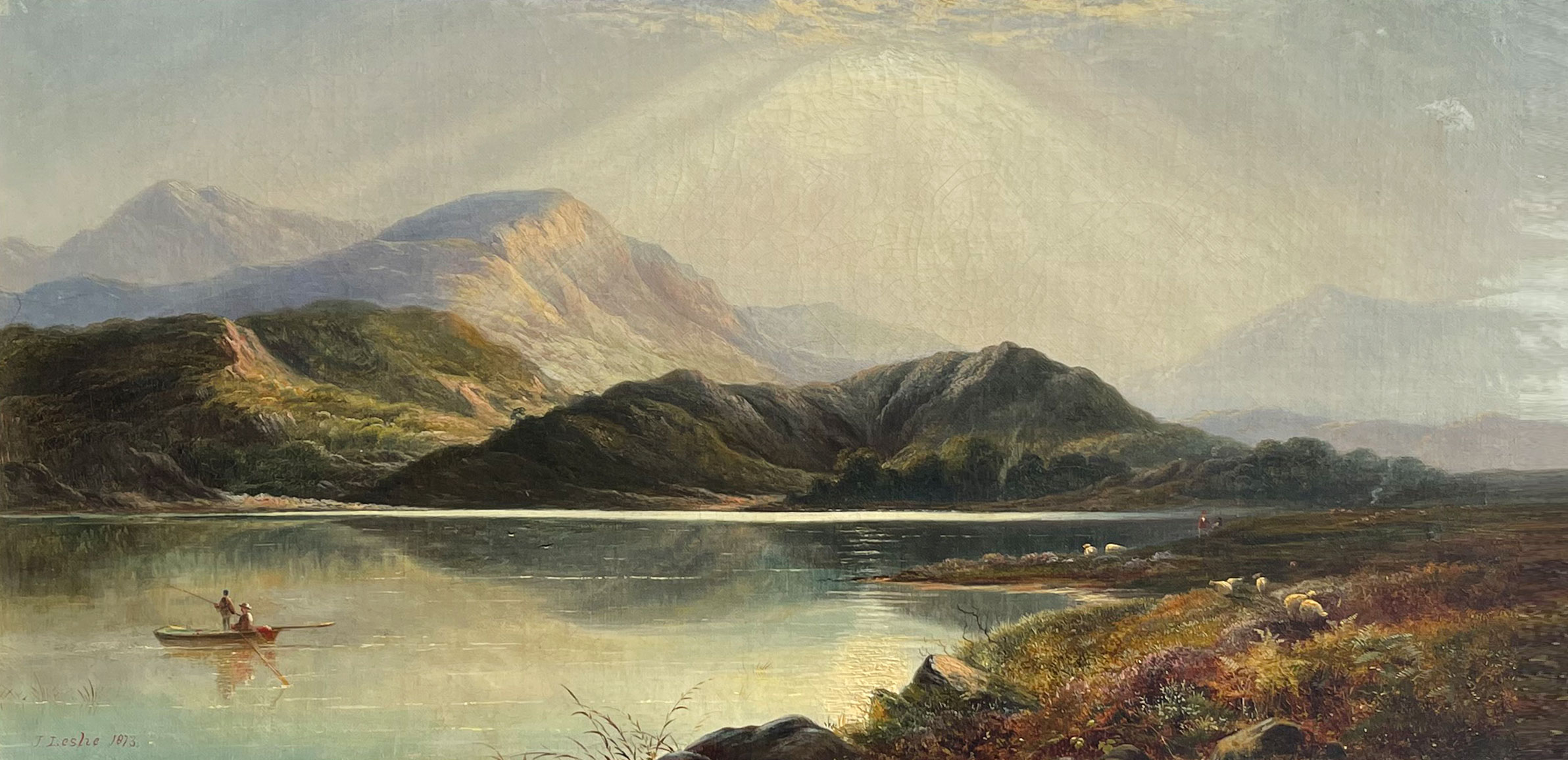 Appraisal: LESLIE John English - Fisherman on a Peaceful Highland Loch