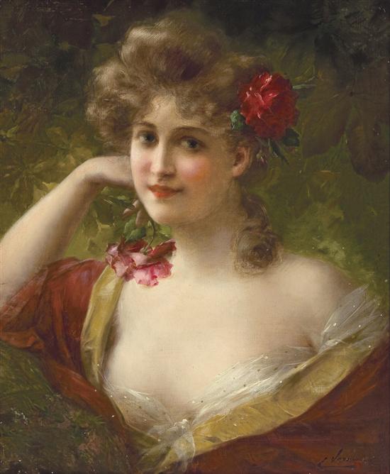 Appraisal: EMILE VERNON British - The Red Rose oil on canvas