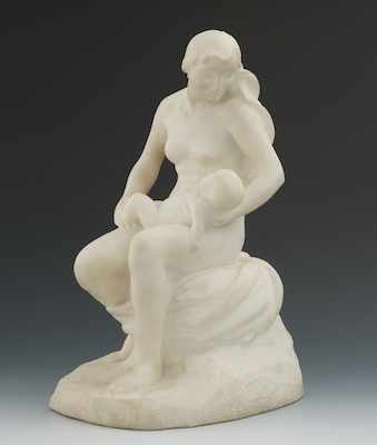 Appraisal: Max Kalish American - Motherhood Carved white marble of a