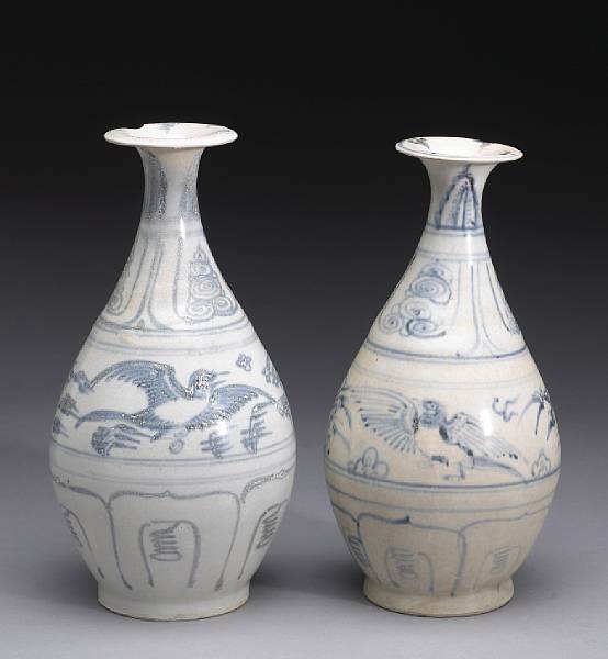 Appraisal: Two blue and white bottles Late th Early th Century