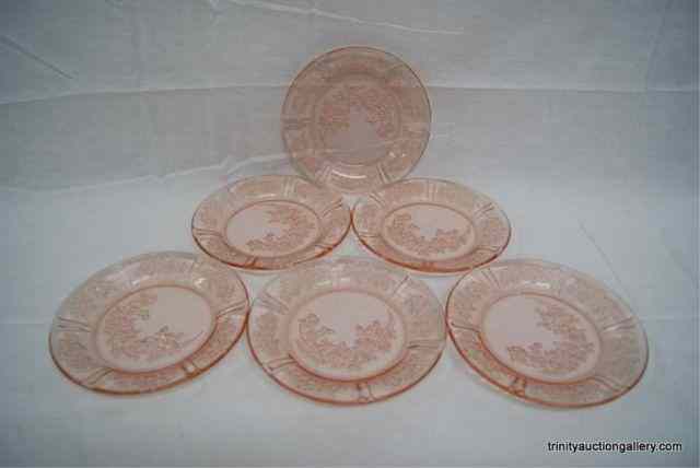 Appraisal: Depression Glass ''Sharon'' Bread Butter PlatesProduced by Federal Glass Company