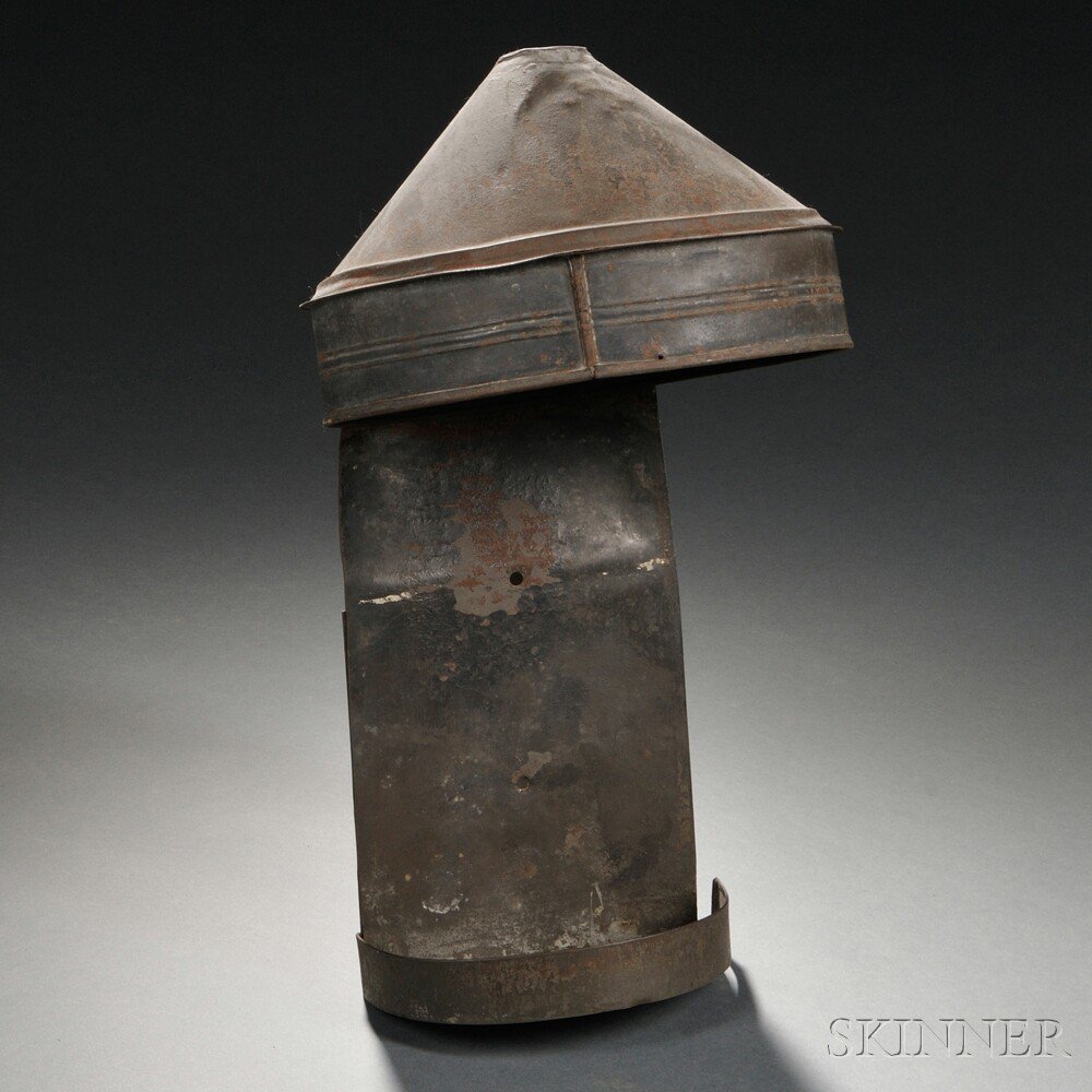 Appraisal: Shaker Tin Make-do Wall Sconce th century the conical shade