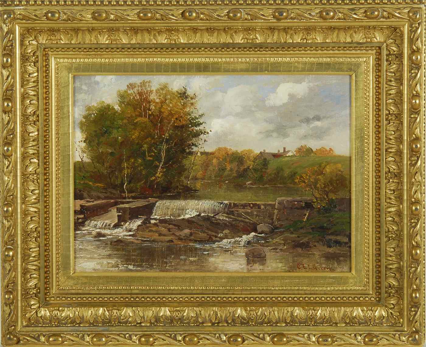 Appraisal: CHARLES EDWIN LEWIS GREENAmerican - River landscape with dam Signed