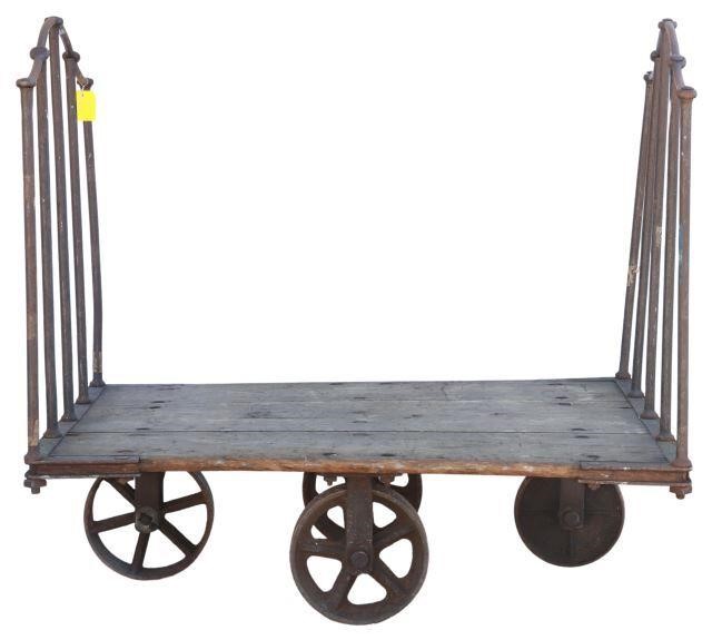 Appraisal: English Victorian wrought iron and pine mill cart th c