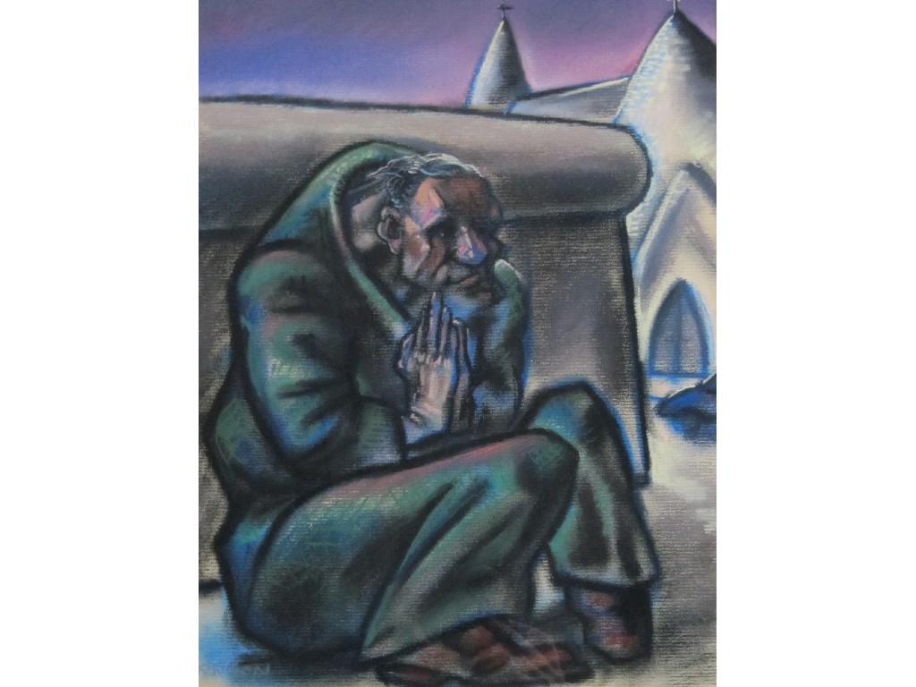 Appraisal: PETER HOWSON b Pastel 'In Prayer' signed x