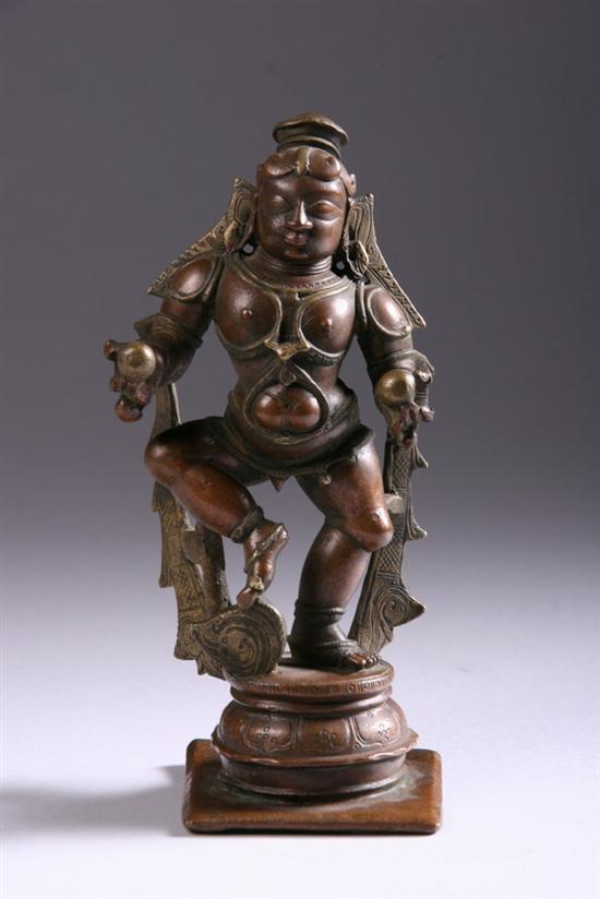 Appraisal: INDIAN BRONZE FIGURE OF VISHNU South India Vijayana Gar period