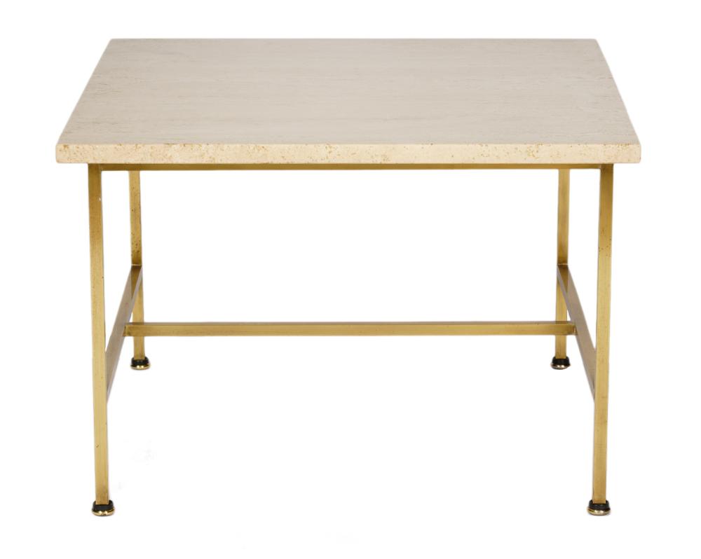 Appraisal: PAUL MCCOBB BRASS TRAVERTINE SIDE TABLEPaul McCobb American - Paul