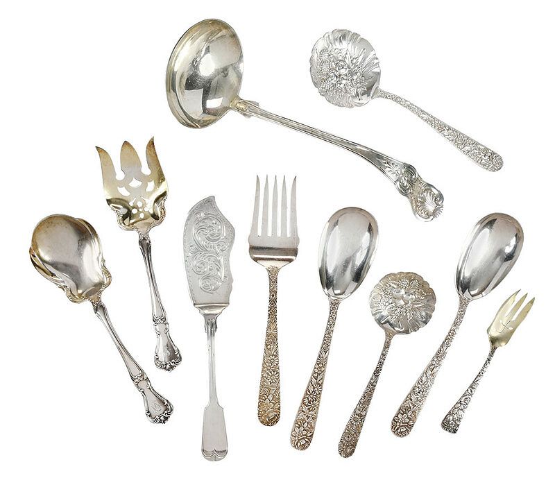 Appraisal: Ten Sterling Silver Serving Utensils American th century including four