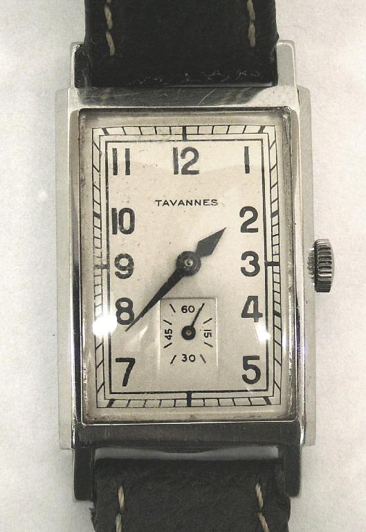 Appraisal: Tavannes Watch Co 's rectangular stainless steel gentleman's wristwatch the