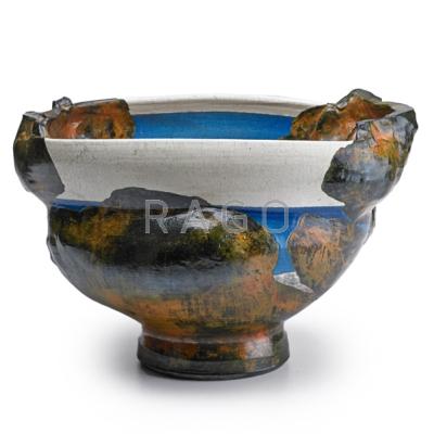 Appraisal: WAYNE HIGBY b Landscape Series raku-fired bowl Alfred NY s