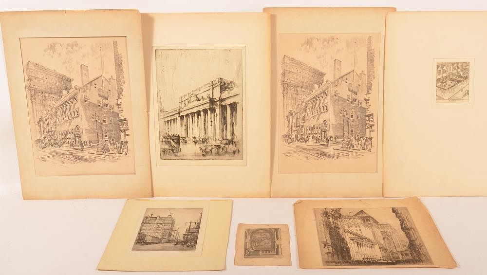 Appraisal: Various Architectural Engravings and Prints Seven Various Architectural Engravings and