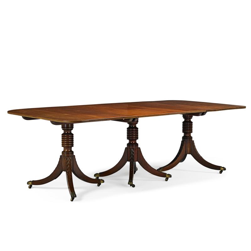 Appraisal: GEORGE III STYLE TRIPLE PEDESTAL DINING TABLE Condition Report