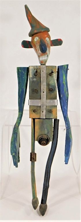 Appraisal: William Skrips Folk Art Long Armed Wooden Man William Skrips