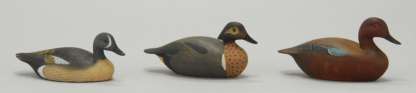 Appraisal: THREE MINIATURE TEAL DRAKES By Ken Harris of Woodville NY