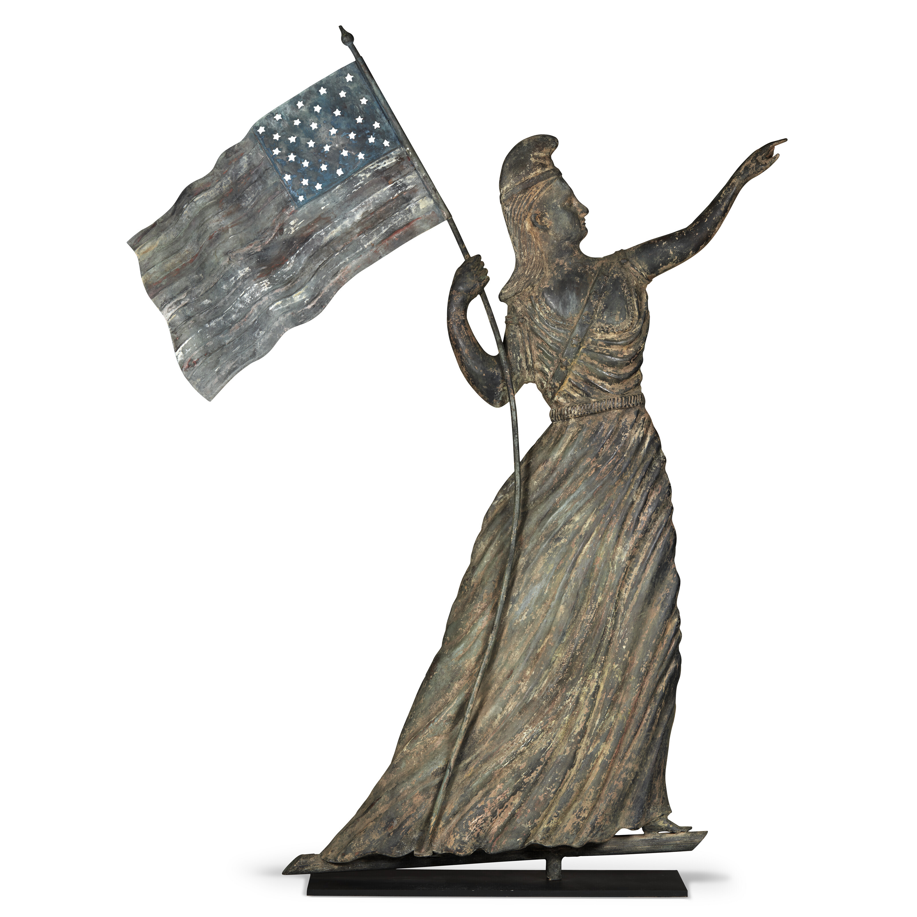 Appraisal: A MOLDED ZINC AND COPPER GODDESS OF LIBERTY WEATHERVANE POSSIBLY