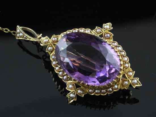 Appraisal: A late Victorian ct gold amethyst and seed pearl set