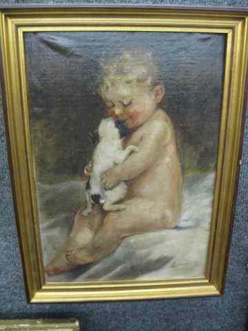 Appraisal: Lucile Patterson Marsh Oil Young Childwith puppy signed and dated