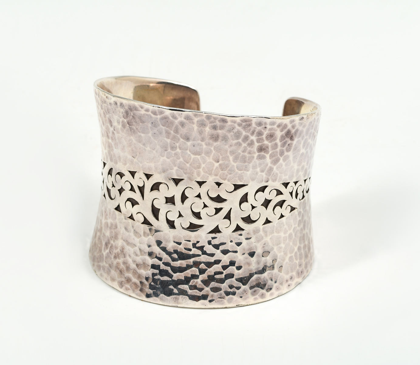 Appraisal: LOIS HILL HAMMERED STERLING CUFF BRACELET Hand carved with a