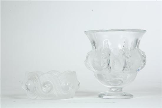 Appraisal: TWO PIECES OF ART GLASS A clear footed vase with