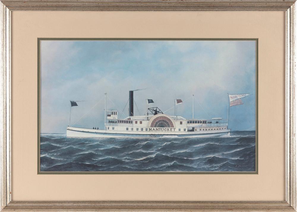 Appraisal: PRINT OF THE SIDEWHEEL STEAMER NANTUCKET TH CENTURY X SIGHT