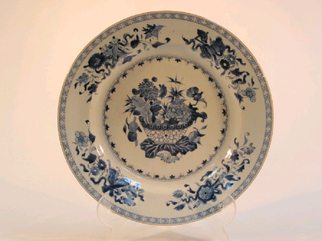 Appraisal: A thC Chinese export blue and white charger painted to