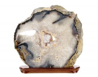 Appraisal: Large Sliced Brazilian Agate Specimen on Stand A large natural