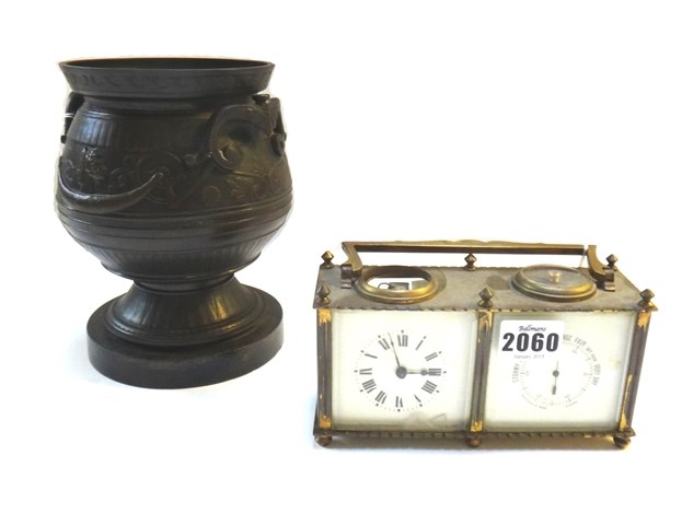 Appraisal: A brass cased clock barometer desk compendium by Whytock and