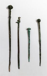 Appraisal: A Group of Four Ancient Bronze Hair or Cloak Pins