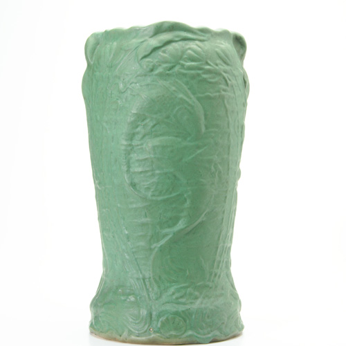 Appraisal: ROSEVILLE Chloron umbrella stand embossed with swimming fish and water