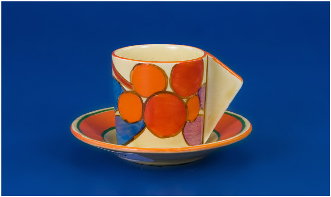 Appraisal: Clarice Cliff Conical Shaped Cup and Saucer Circa Berries pattern