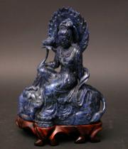 Appraisal: Buddhist Sodalite Sculpture th Century Ornate carving made from blue