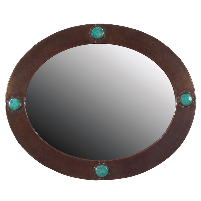 Appraisal: Nice Liberty mirror oval form in hammered copper with four