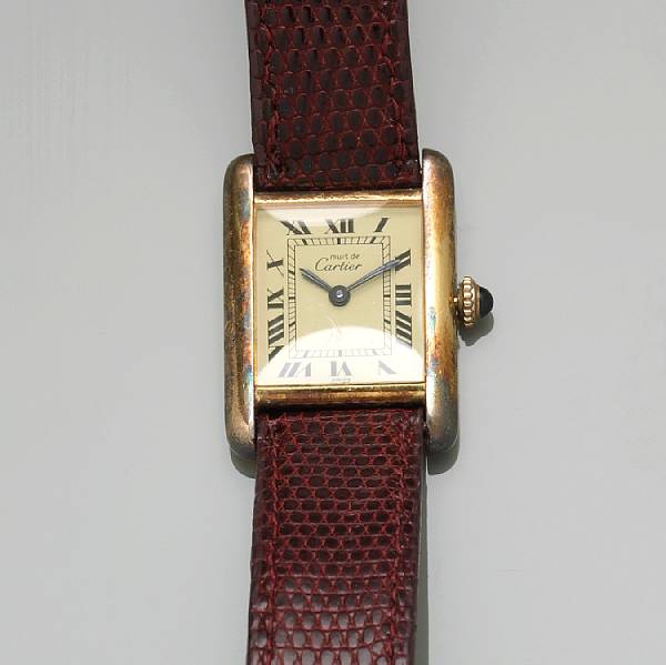 Appraisal: A silver and gold plated rectangular wristwatch Le Must de