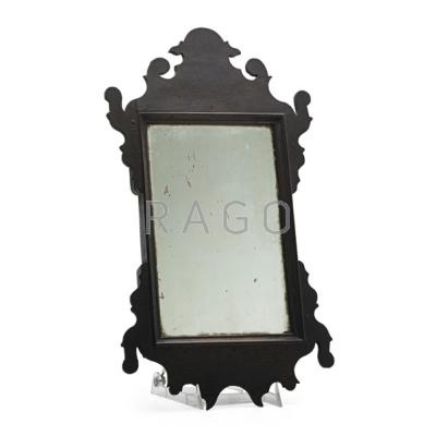 Appraisal: AMERICAN MINIATURE CHIPPENDALE COURTING MIRROR Mahogany frame original finish th