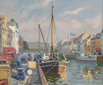 Appraisal: Theodore Nygaard Danish th Century Danish canal scene Oil on