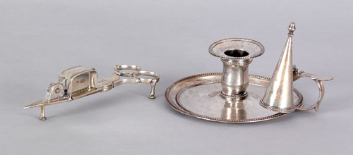 Appraisal: English silver chamberstick with snuffer - bearing the touch of