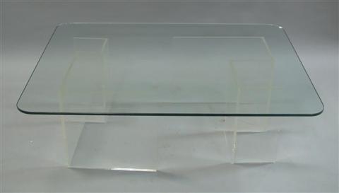 Appraisal: JEFFREY BIGELOW LUCITE AND GLASS COFFEE TABLE th century the