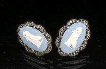 Appraisal: Pair of Wedgwood Light Blue Jasper Earrings ca late 's