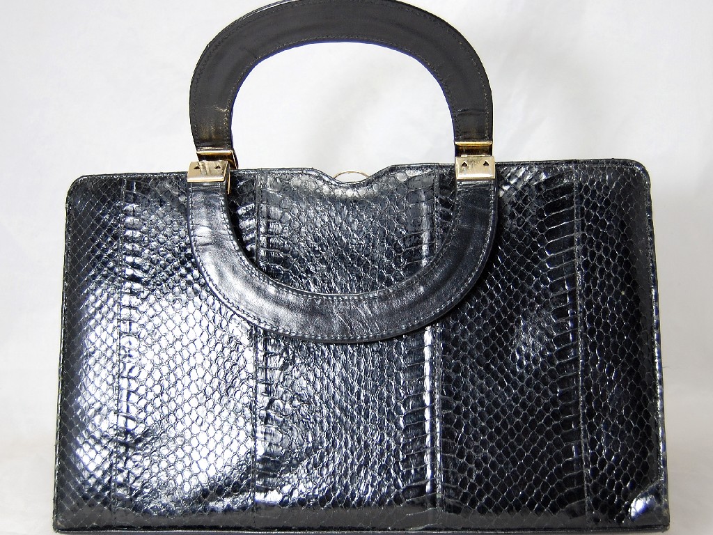 Appraisal: A black snakeskin vintage handbag by Ackery