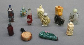 Appraisal: Twelve Chinese snuff bottles including inside painted glass with snow