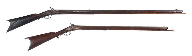 Appraisal: Two American Percussion Rifles smaller full stock rifle with in