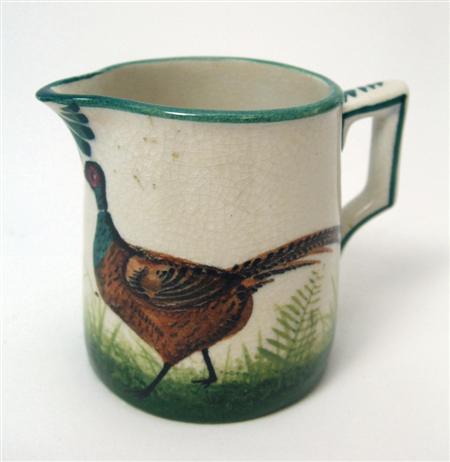 Appraisal: WEMYSS CREAM JUG EARLY TH CENTURY decorated with pheasants unmarked