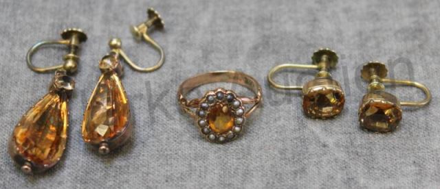 Appraisal: JEWELRY Antique Jewelry Grouping Includes a pair of kt yellow