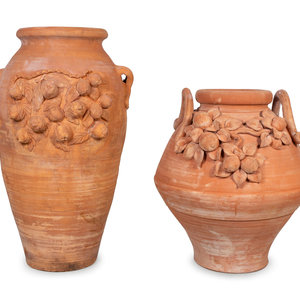 Appraisal: Two Italian Terracotta Urns TH CENTURY Height of largest x