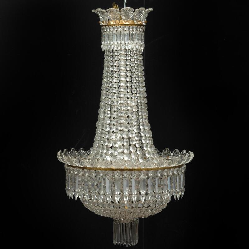 Appraisal: Baccarat Gilt-Bronze-Mounted Cut-Glass Seven Light Chandelier With a certificate from