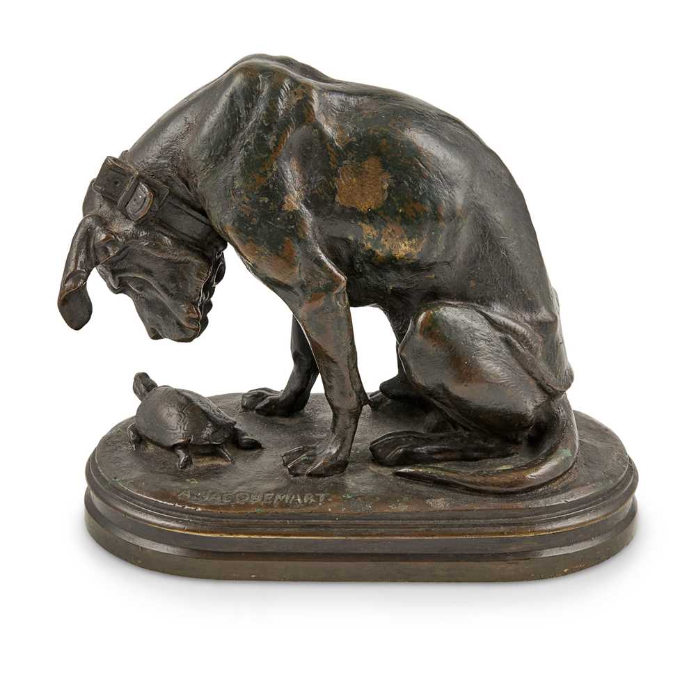 Appraisal: HENRI ALFRED JACQUEMART FRENCH - HOUND AND TORTOISE bronze dark