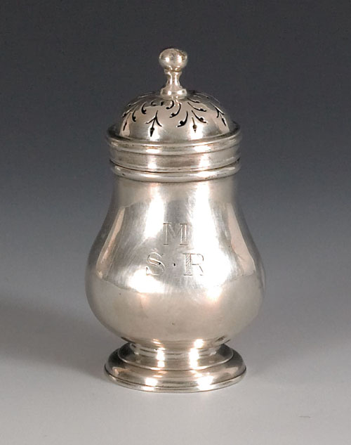 Appraisal: Silver pepper box mid th c bearing the makers mark